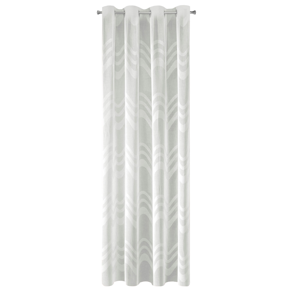 Firana na przelotkach Brietta 140x250 cm zdobiona wzorem w zygzaki kremowa - zdjęcie 1