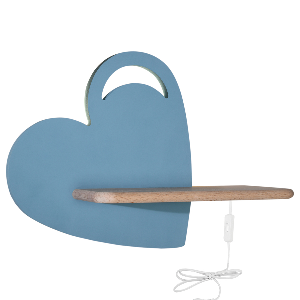 Kinkiet ścienny do pokoju dziecięcego Dreamie serce z przewodem niebieski - zdjęcie 1