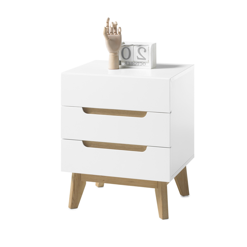 Szafka nocna Furetton biała z drewnianymi elementami - zdjęcie 1