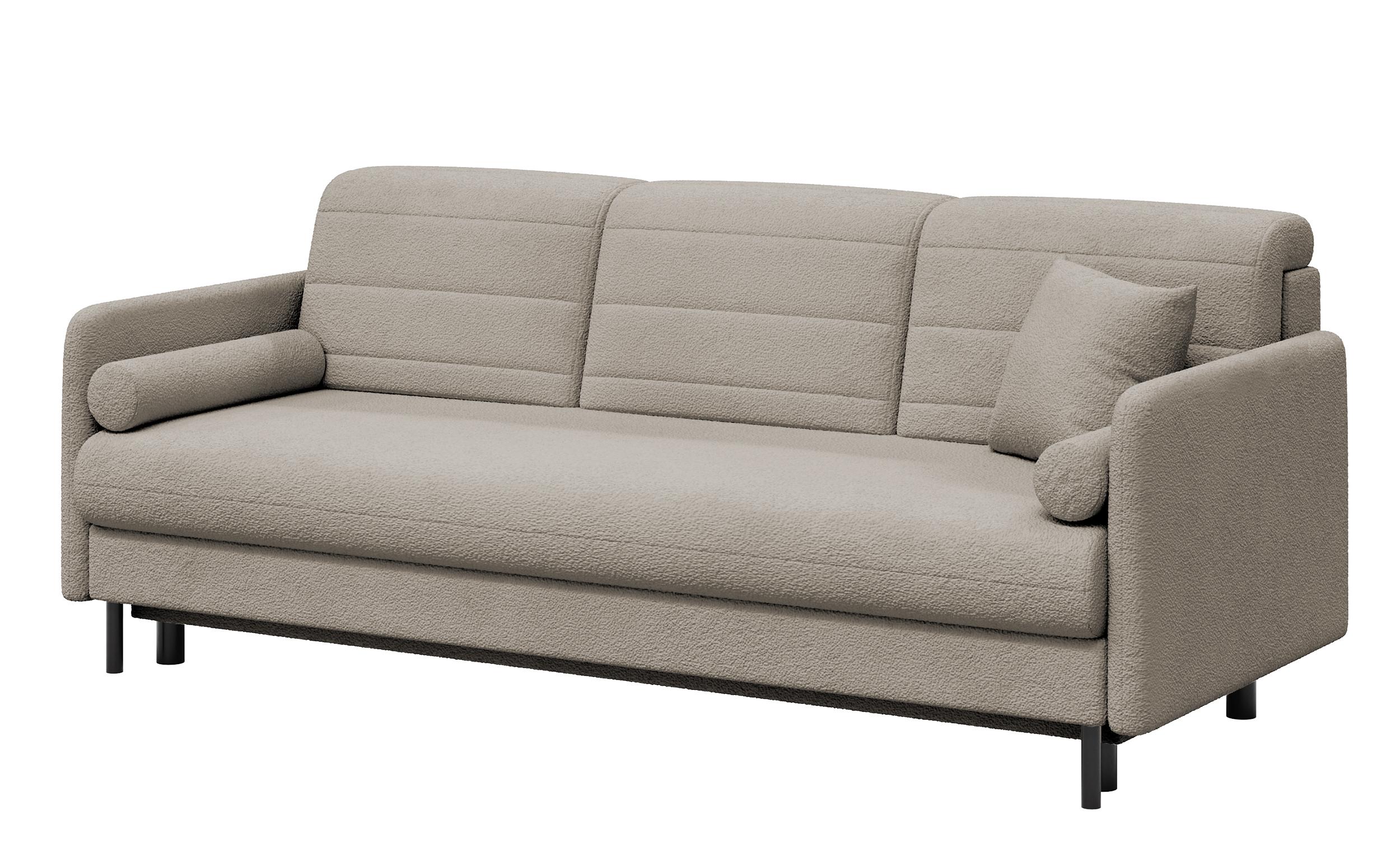 Kanapa rozkładana trzyosobowa Alto z pojemnikiem ciemnobeżowa boucle - zdjęcie 1