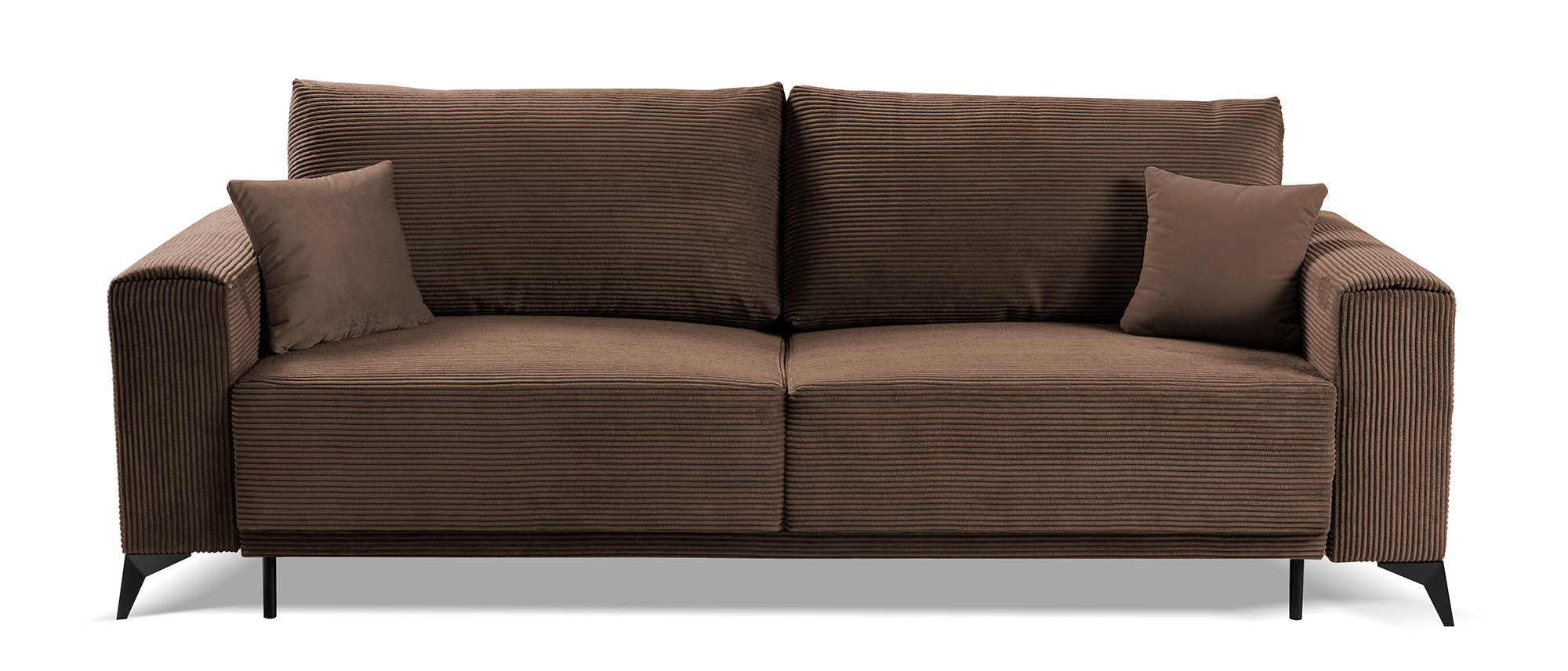 Kanapa rozkładana trzyosobowa Jokiranta z pojemnikiem brązowa sztruks - zdjęcie 1