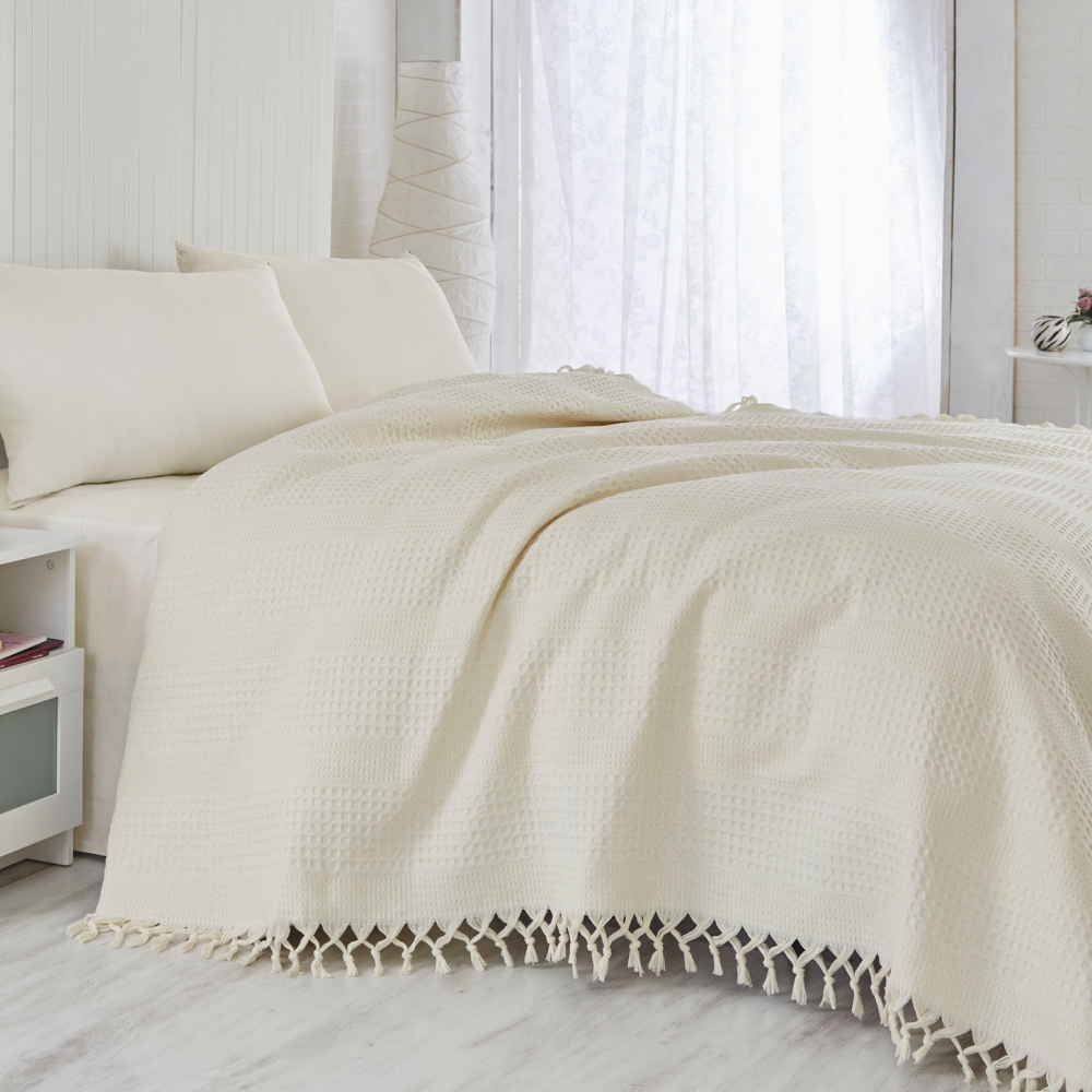 Narzuta Singiel 220x240 cm kremowa - zdjęcie 1