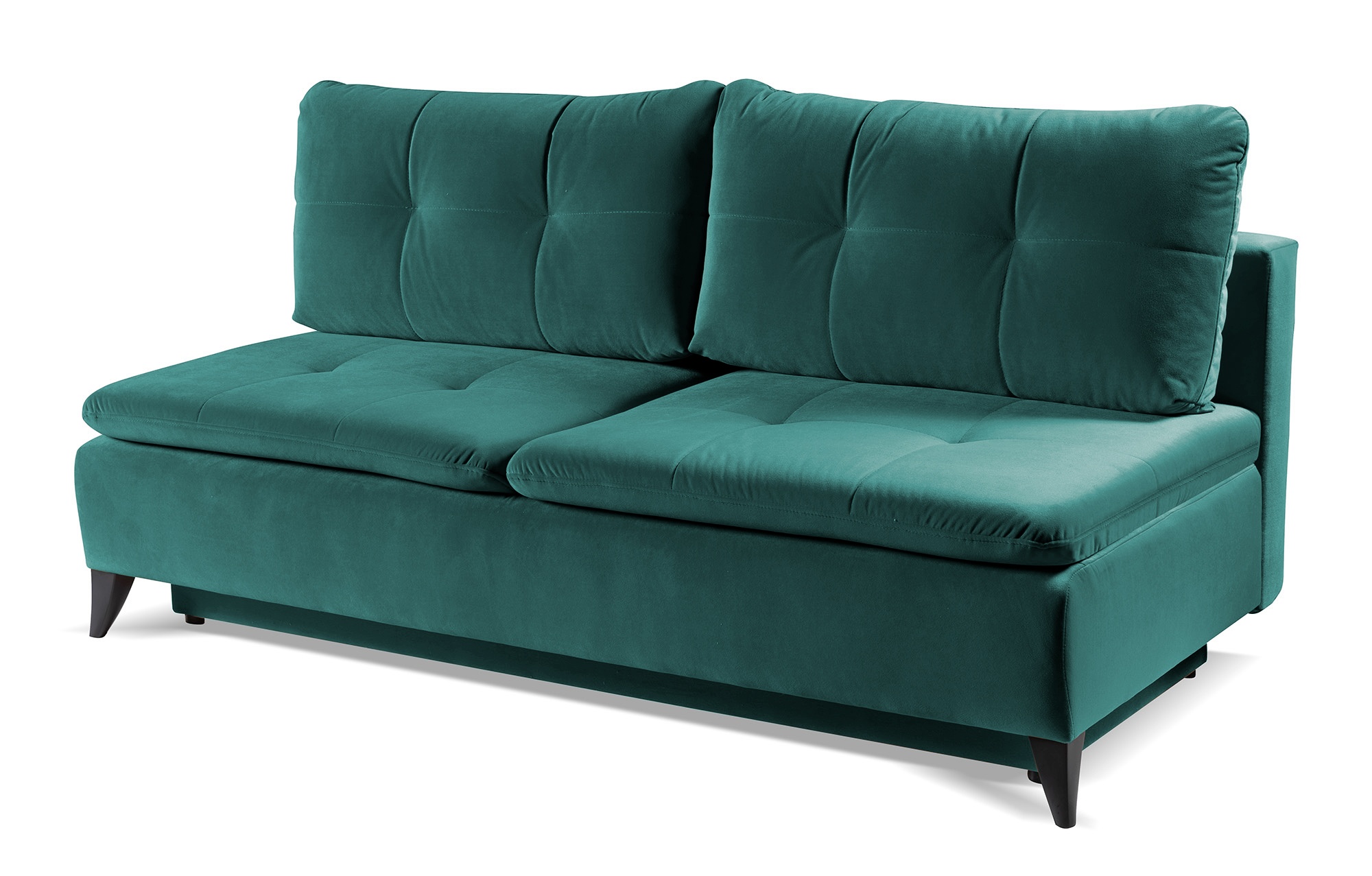 Kanapa rozkładana trzyosobowa Norberg z pojemnikiem zielona welur hydrofobowy - zdjęcie 1