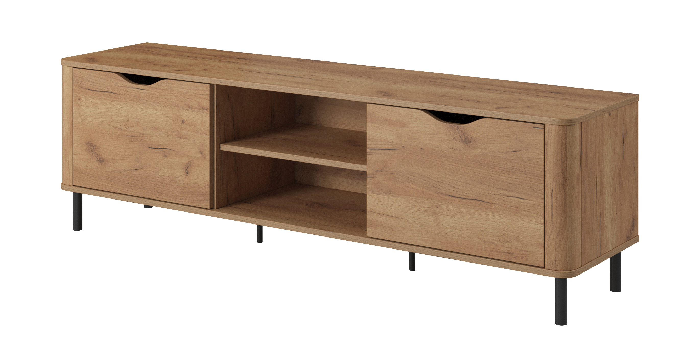 Szafka RTV Piasa 163 cm z dwoma szafkami dąb craft złoty - zdjęcie 1