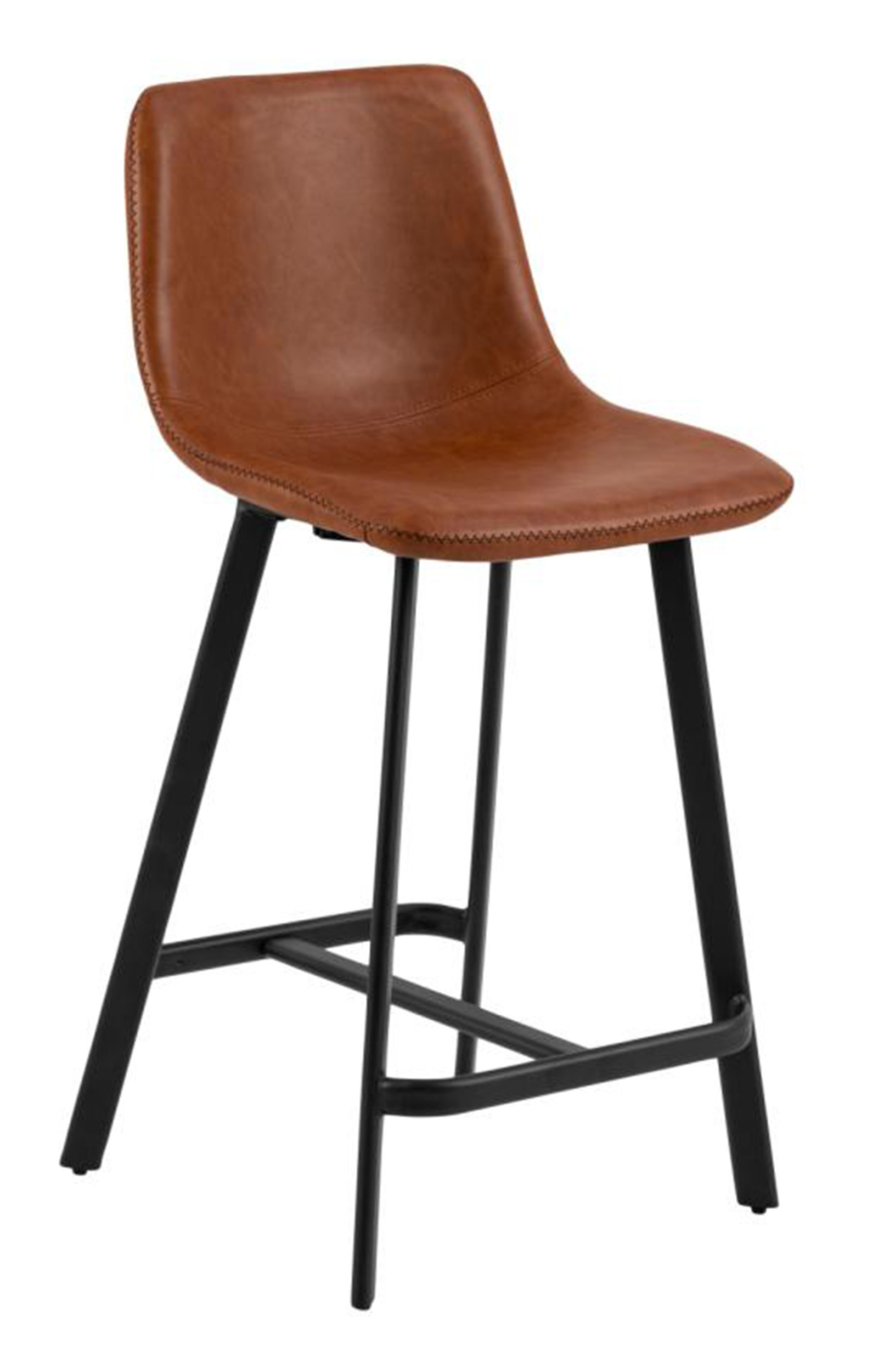 Hoker tapicerowany Gabala brązowa ekoskóra/ czarna podstawa - zdjęcie 1