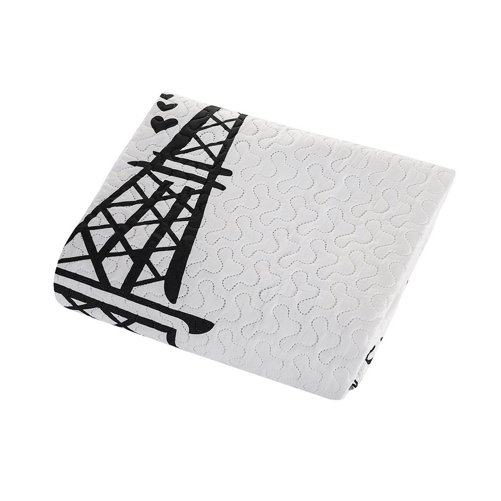 Narzuta Adsiltia 220x240 cm biała z czarnym nadrukiem - zdjęcie 1