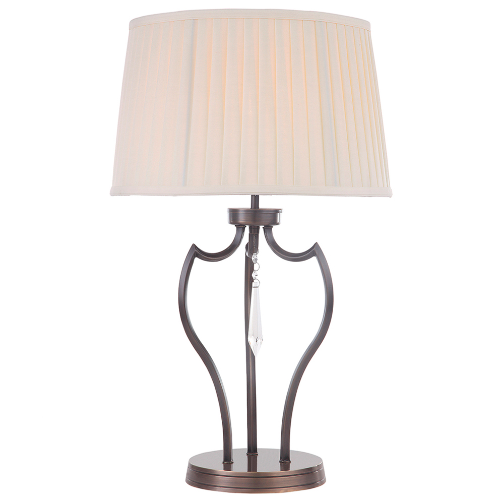 Lampa stołowa Prilam z kryształem biała/ciemny brąz - zdjęcie 1