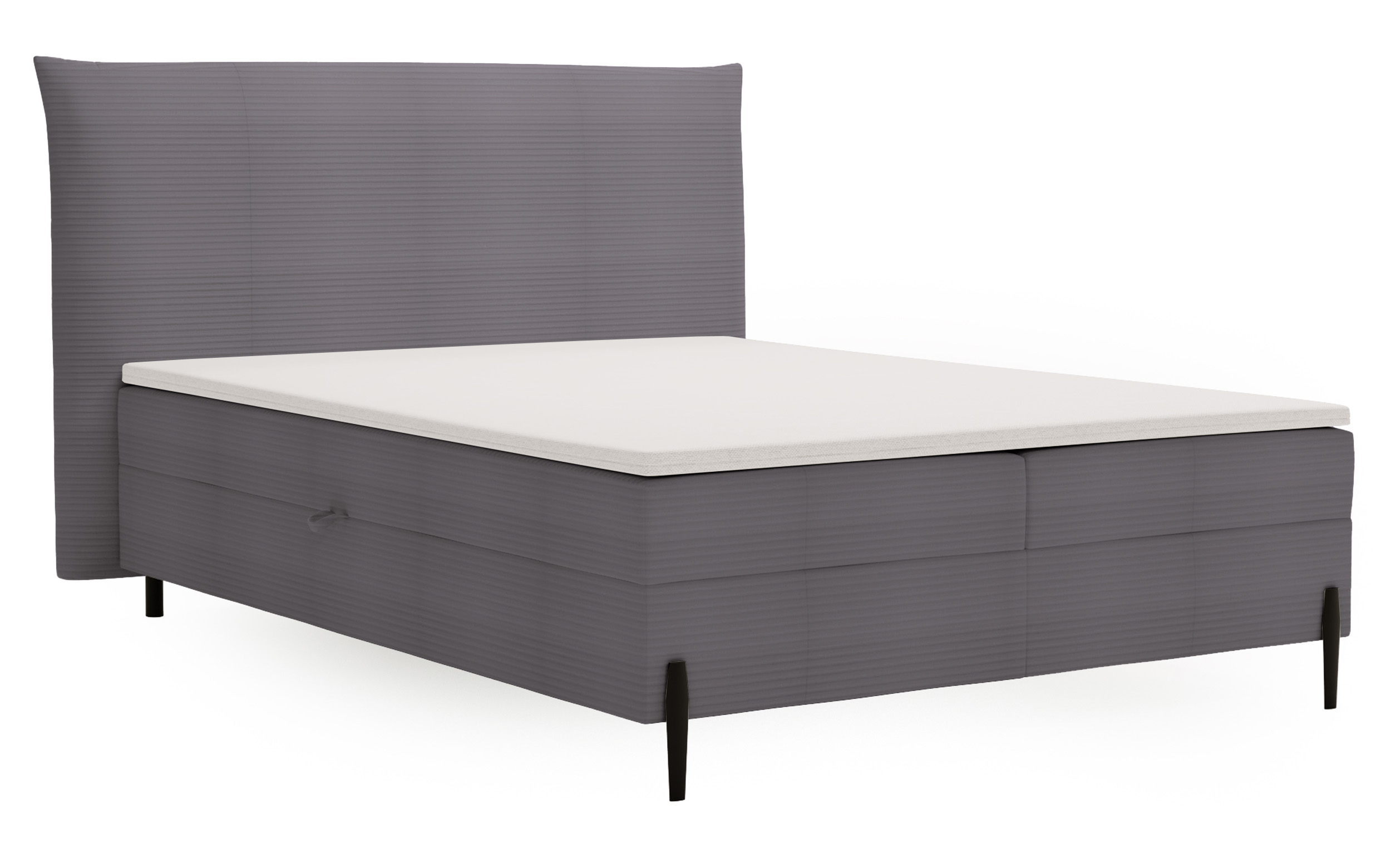 Łóżko kontynentalne 180x200 cm Rennard z topperem i pojemnikami na pościel szare szenil - zdjęcie 1