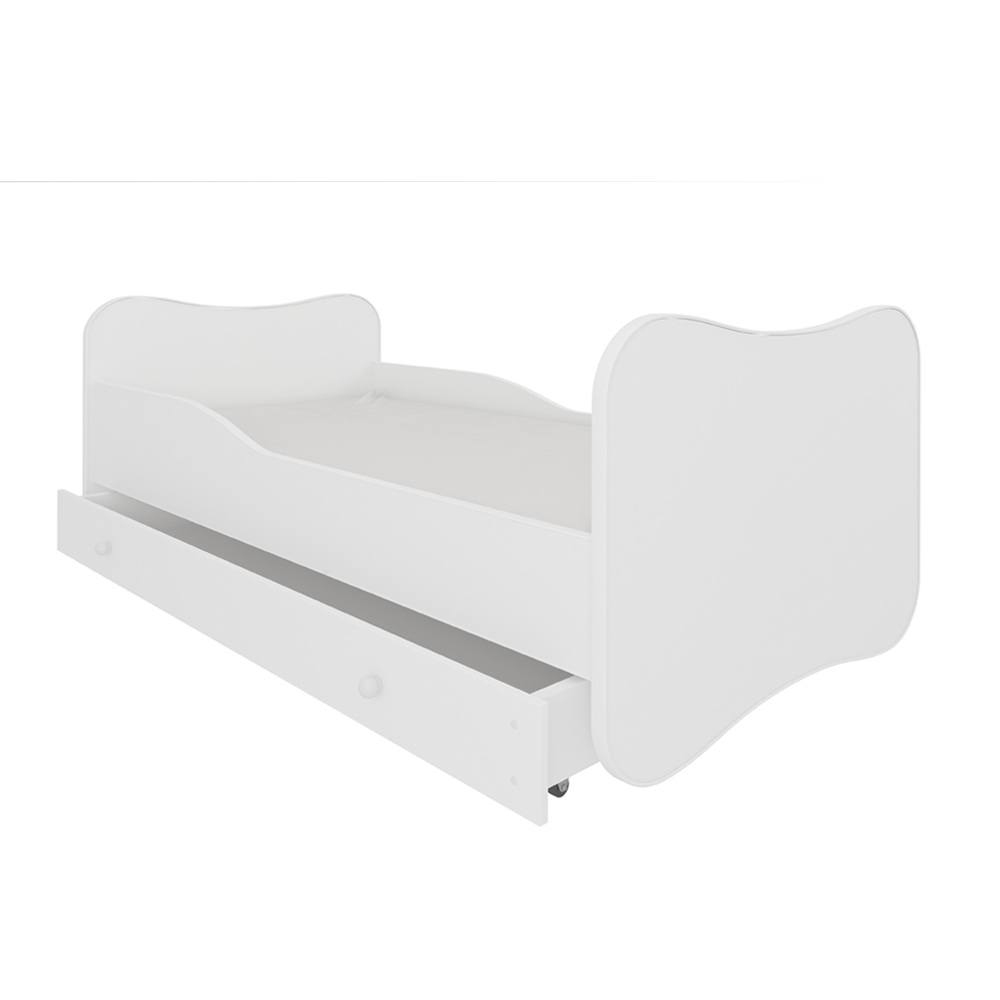Łóżko dziecięce Ivier 160x80 cm białe z szufladą - zdjęcie 1
