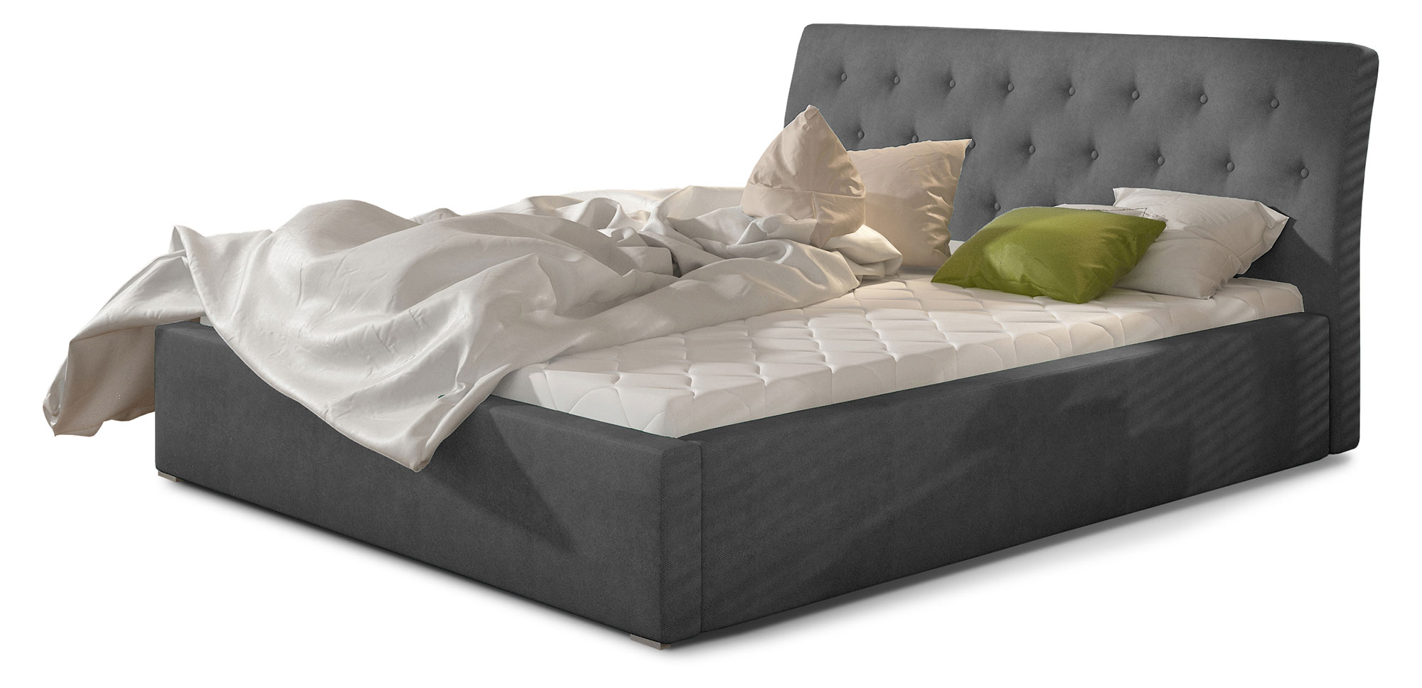 Łóżko tapicerowane Banjani 180x200 cm z pojemnikiem ciemnoszare - zdjęcie 1