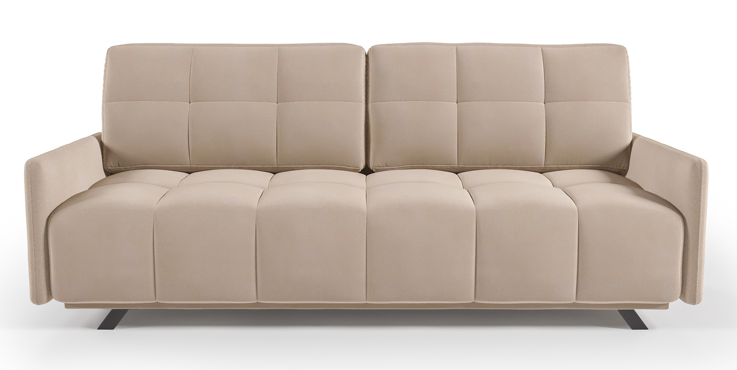 Kanapa rozkładana trzyosobowa Bulbeno z pojemnikiem ciemnobeżowa welur łatwoczyszczący - zdjęcie 1