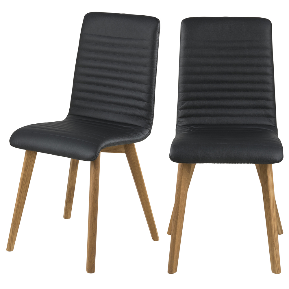 Zestaw dwóch krzeseł tapicerowanych Artito czarne na dębowych nóżkach