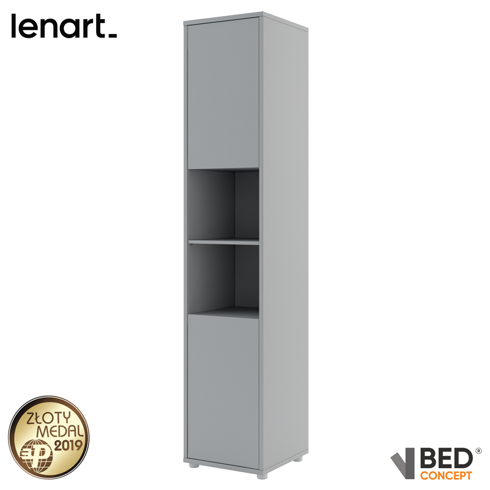 Regał BED CONCEPT z dwiema zamykanymi szafkami Szary  - zdjęcie 1