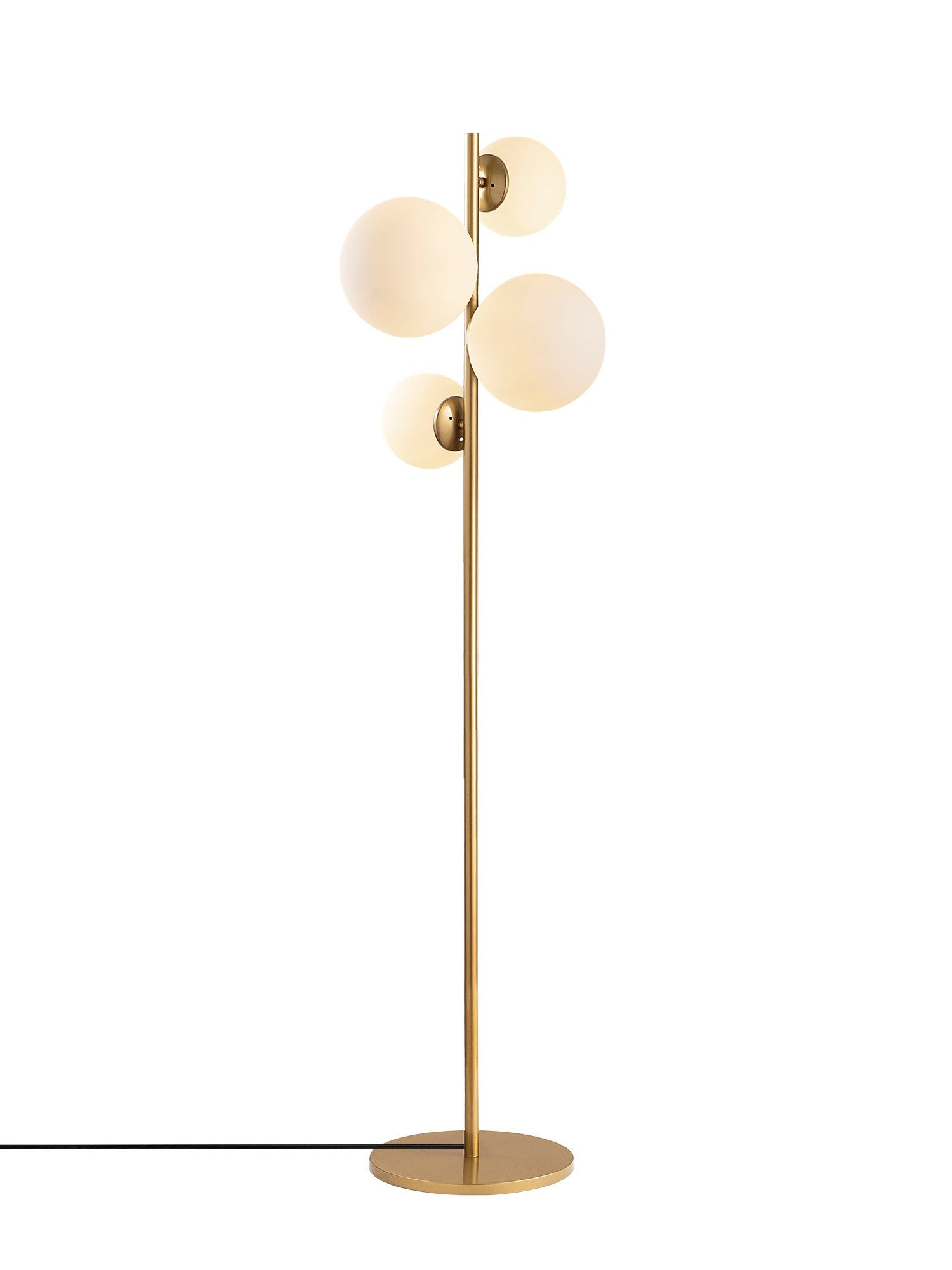 Lampa podłogowa Horrelf złota/ mleczne klosze - zdjęcie 1