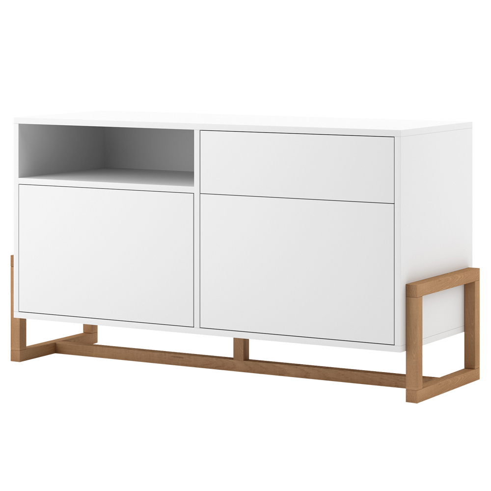 Komoda dwudrzwiowa z szufladą Chevre biała - zdjęcie 1