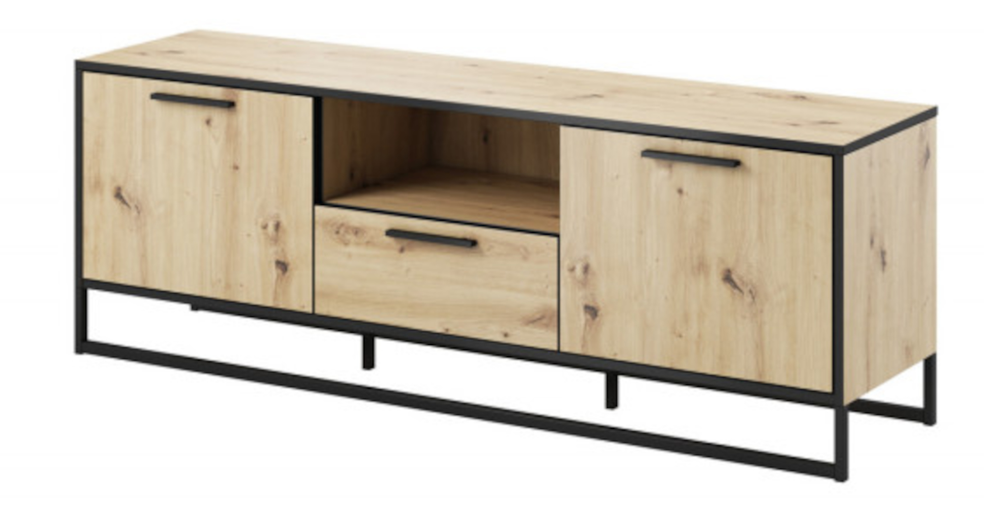 Szafka RTV Broks 150 cm Dąb artisan/Czarny - zdjęcie 1