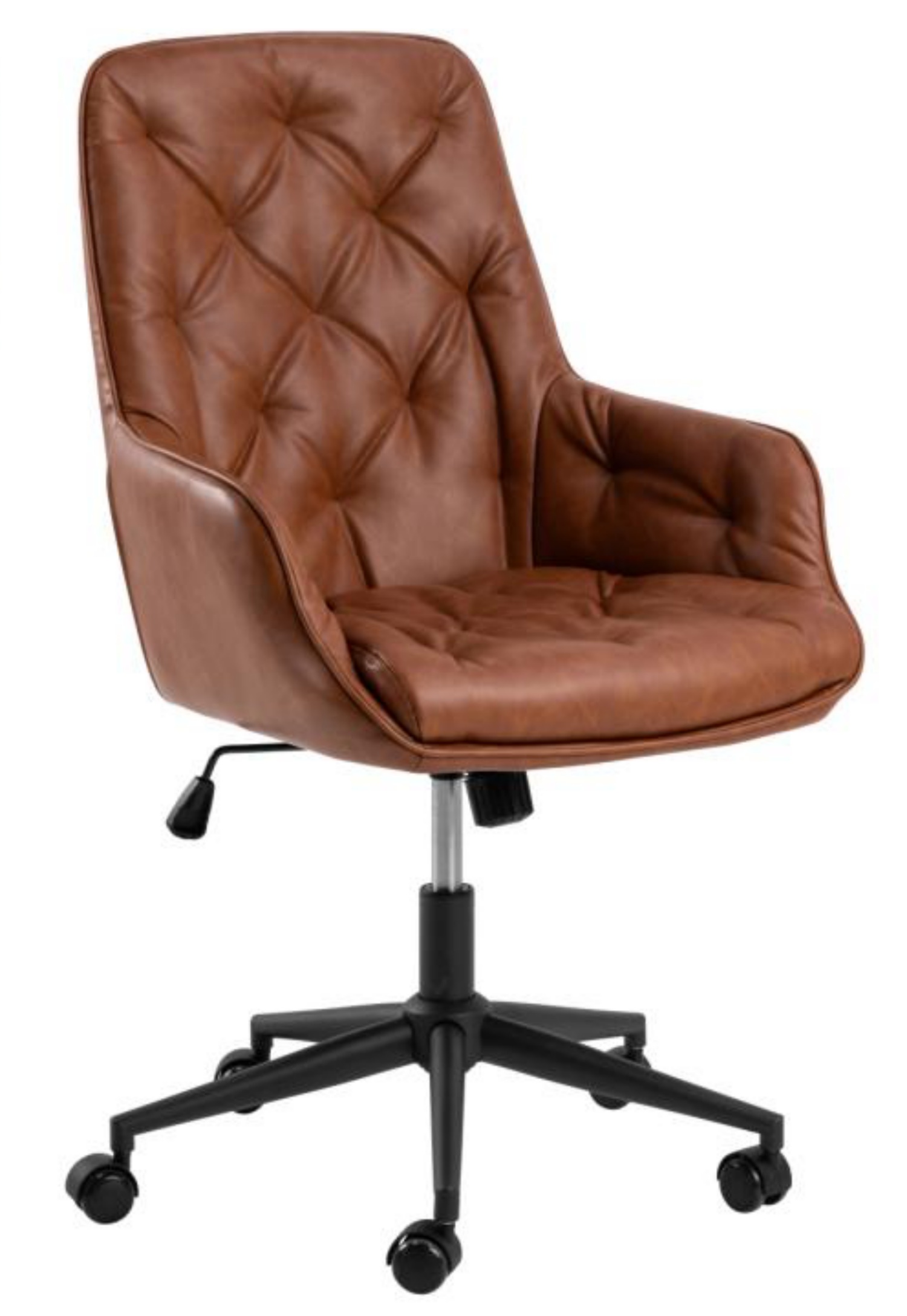 Fotel biurowy Untarally z podłokietnikami brązowa ekoskóra - zdjęcie 1