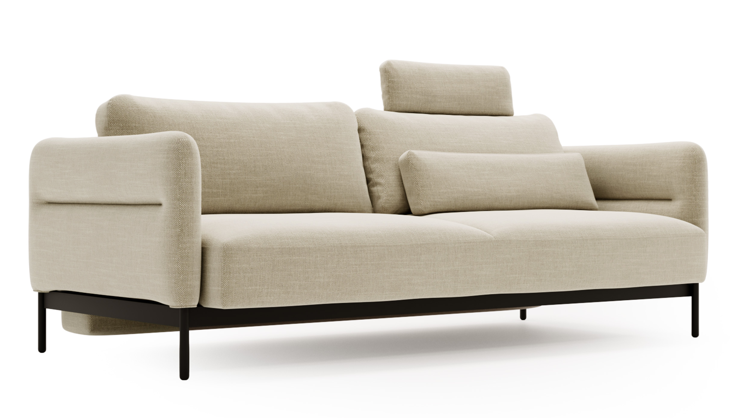 Kanapa rozkładana trzyosobowa Solianero jasnobeżowa plecionka - zdjęcie 1