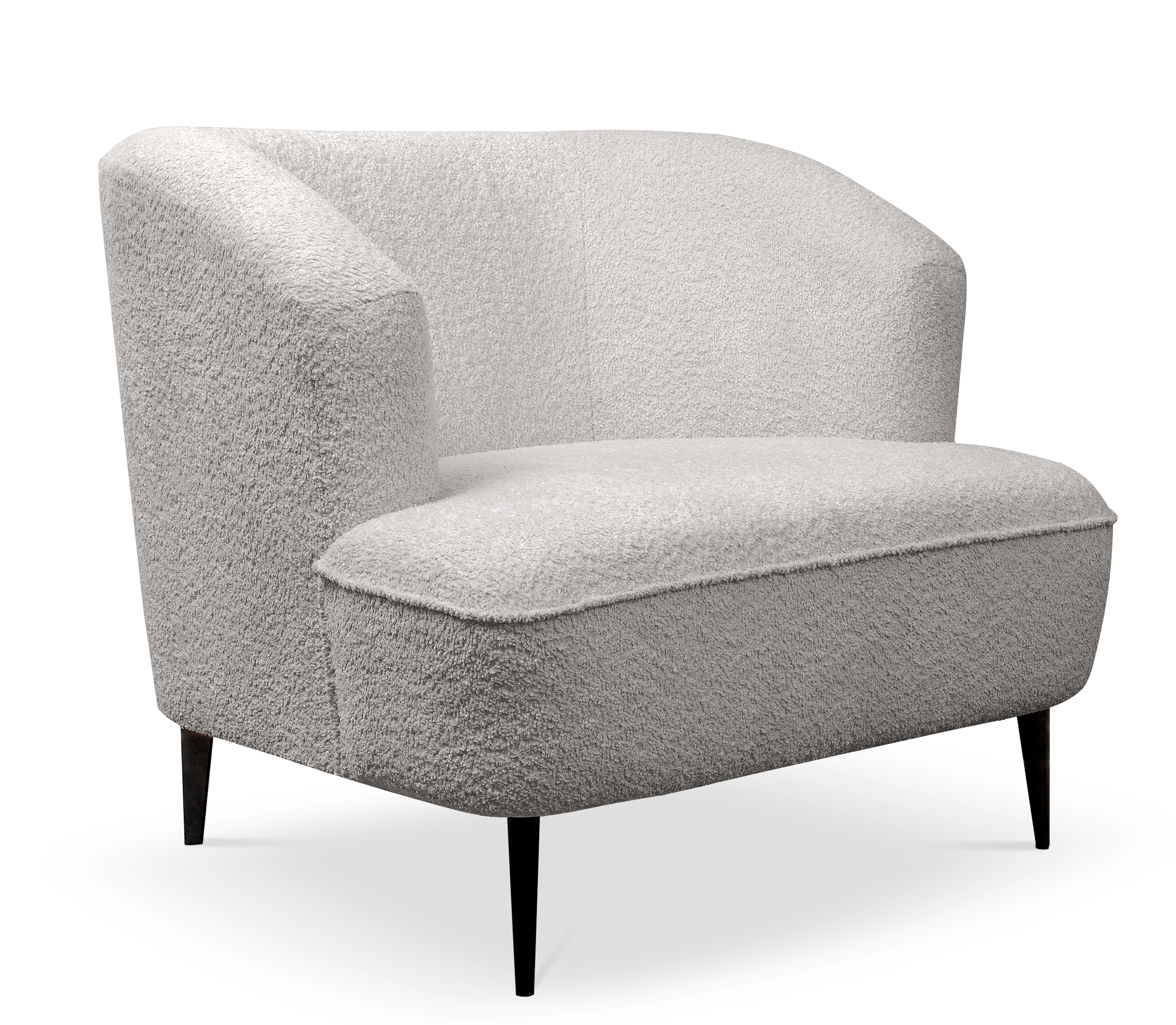 Fotel Carmela jasnoszary boucle nogi czarne