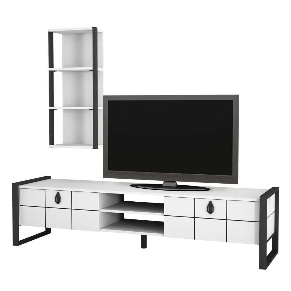 Szafka RTV Korpinal biała z półką ścienną - zdjęcie 1