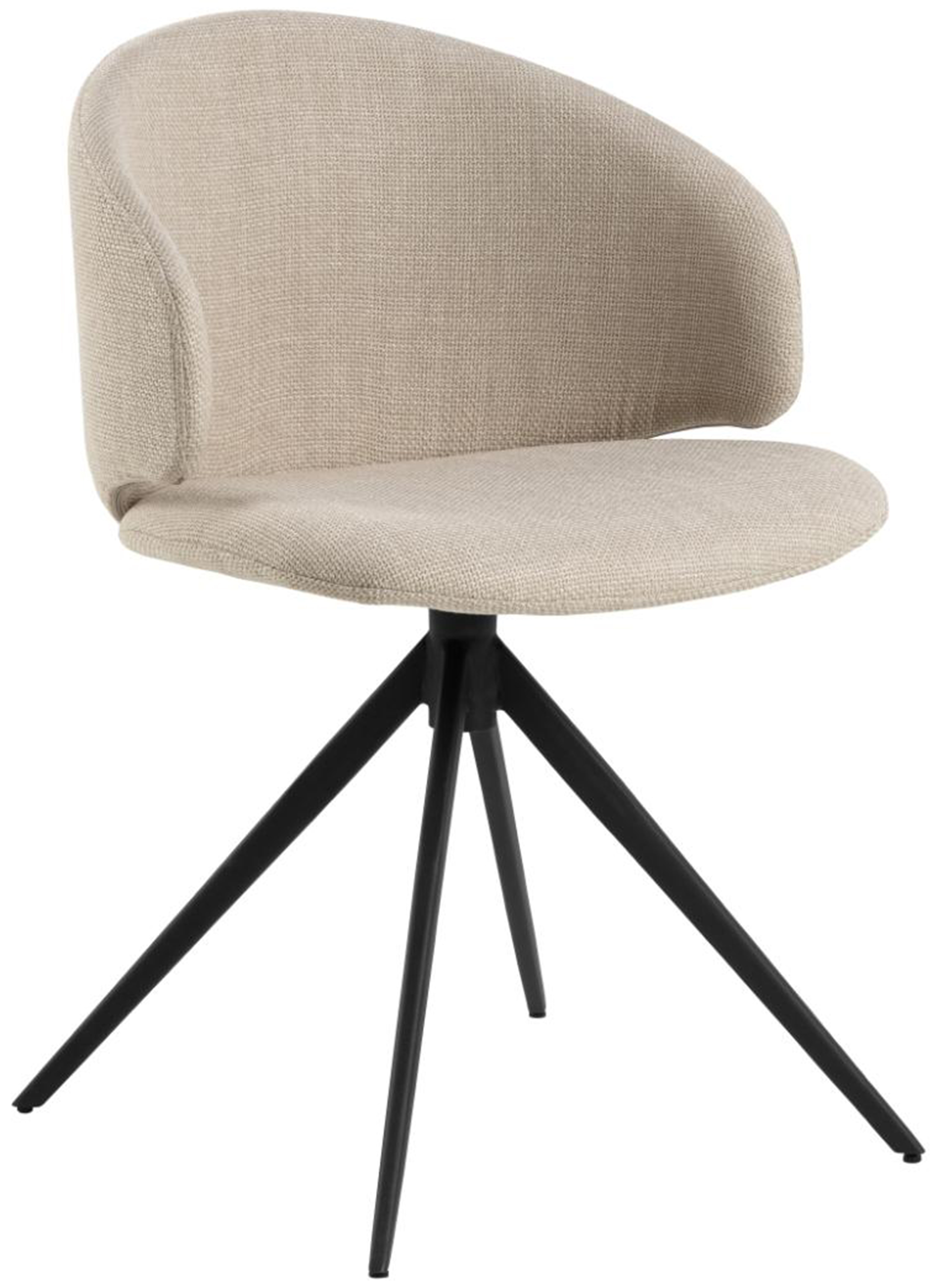 Krzesło tapicerowane obrotowe Agatelo na czarnej podstawie beżowy melanż - zdjęcie 1