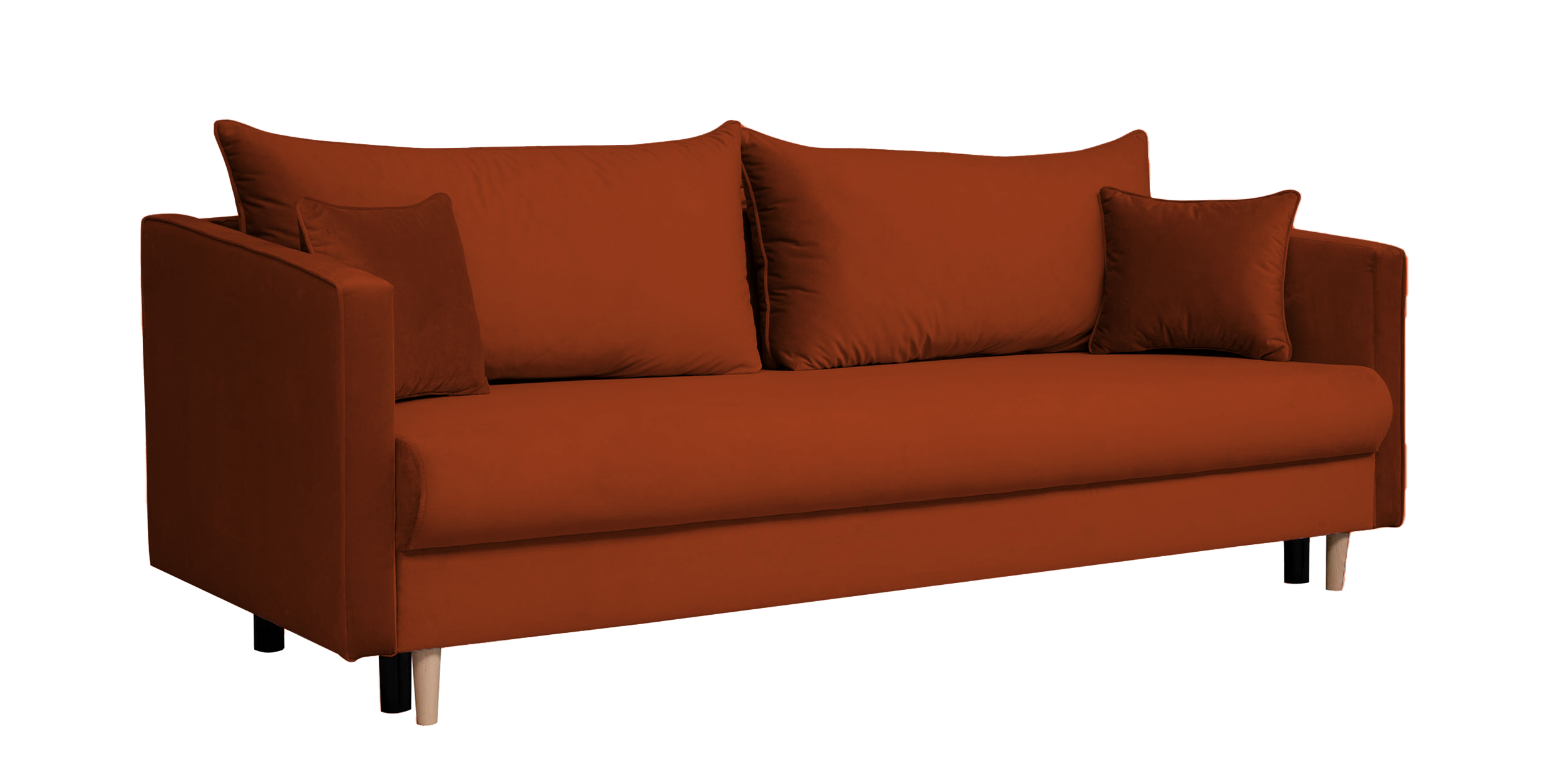 Kanapa rozkładana trzyosobowa Merauke z pojemnikiem ruda velvet - zdjęcie 1