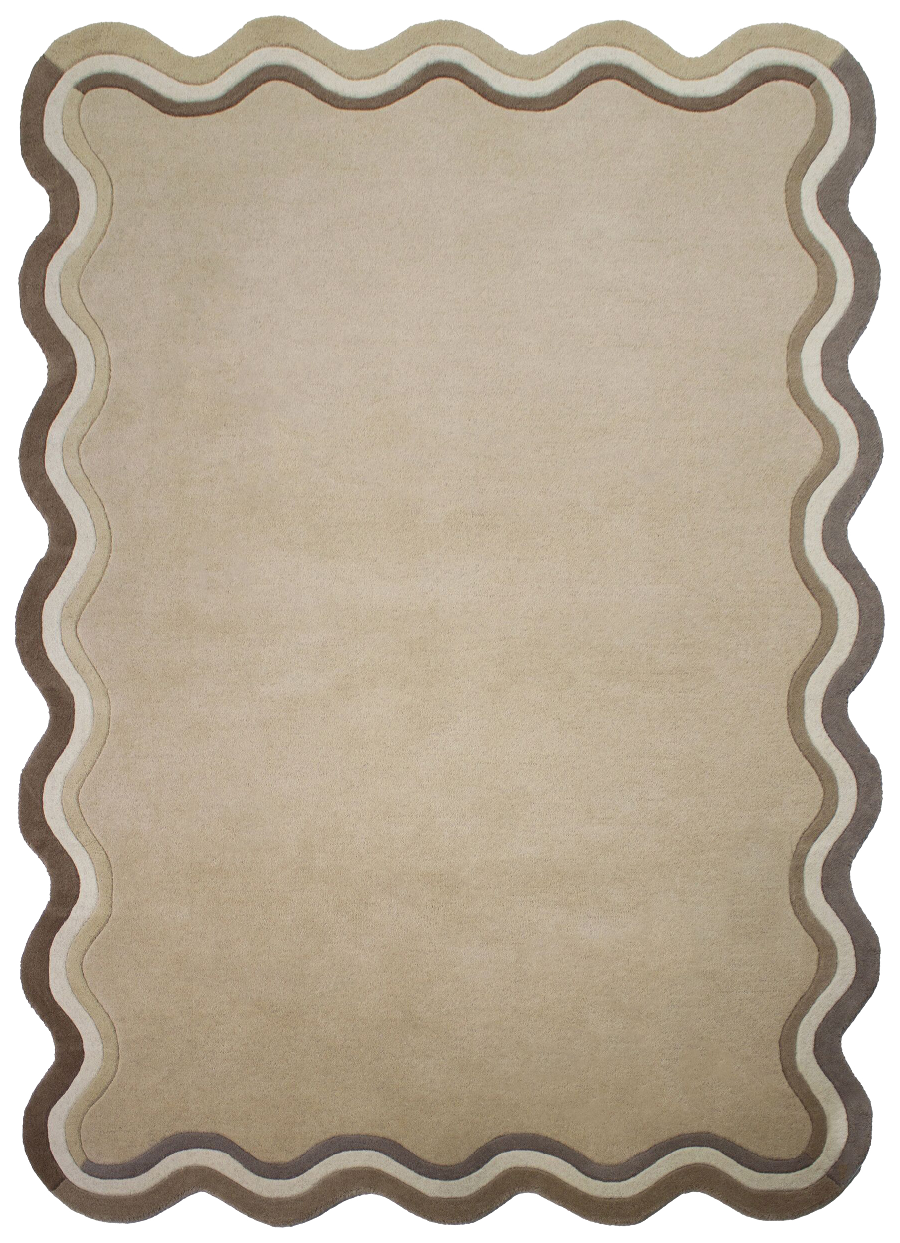 Dywan wełniany ręcznie wykonany Leo Scallop Border 120x170 cm beżowy - zdjęcie 1