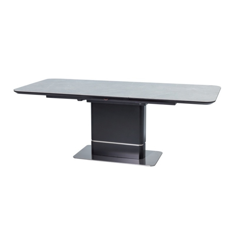 Stół rozkładany Jukatan 160-210x 90 cm szary marmur - czarny - zdjęcie 1