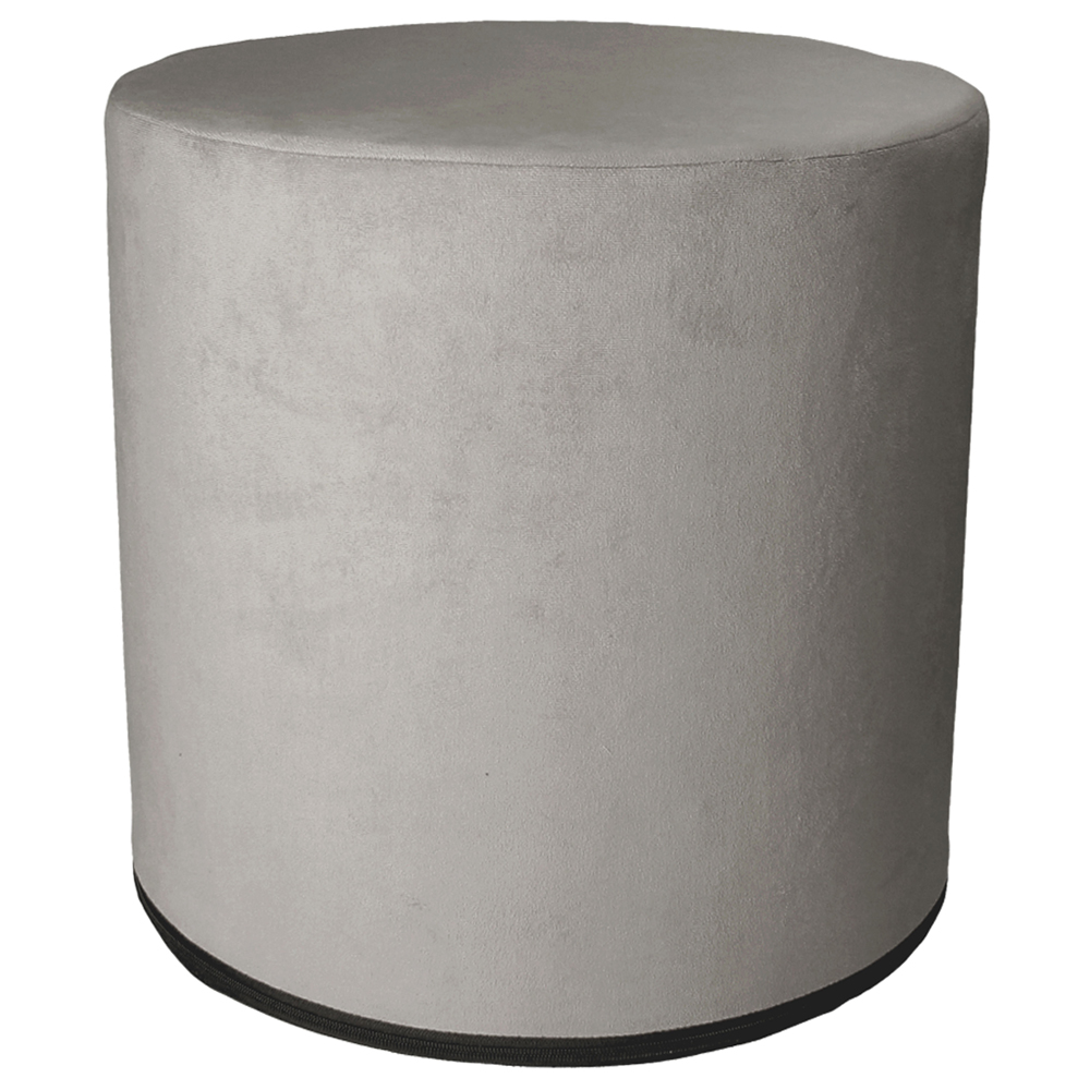 Pufa okrągła Fresvik szary welur - zdjęcie 1