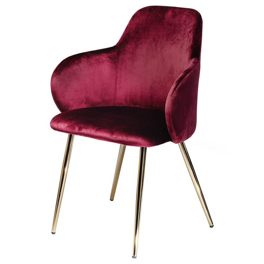 Krzesło tapicerowane Mandolisa bordowe na złotych nóżkach