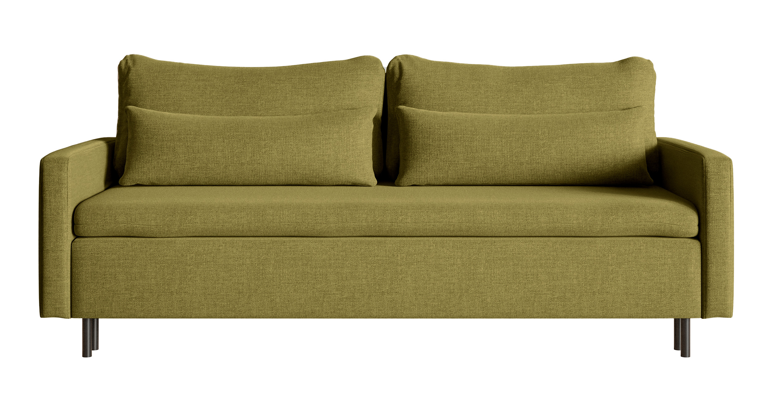 Kanapa rozkładana trzyosobowa Umpro z pojemnikiem oliwkowy szenil - zdjęcie 1