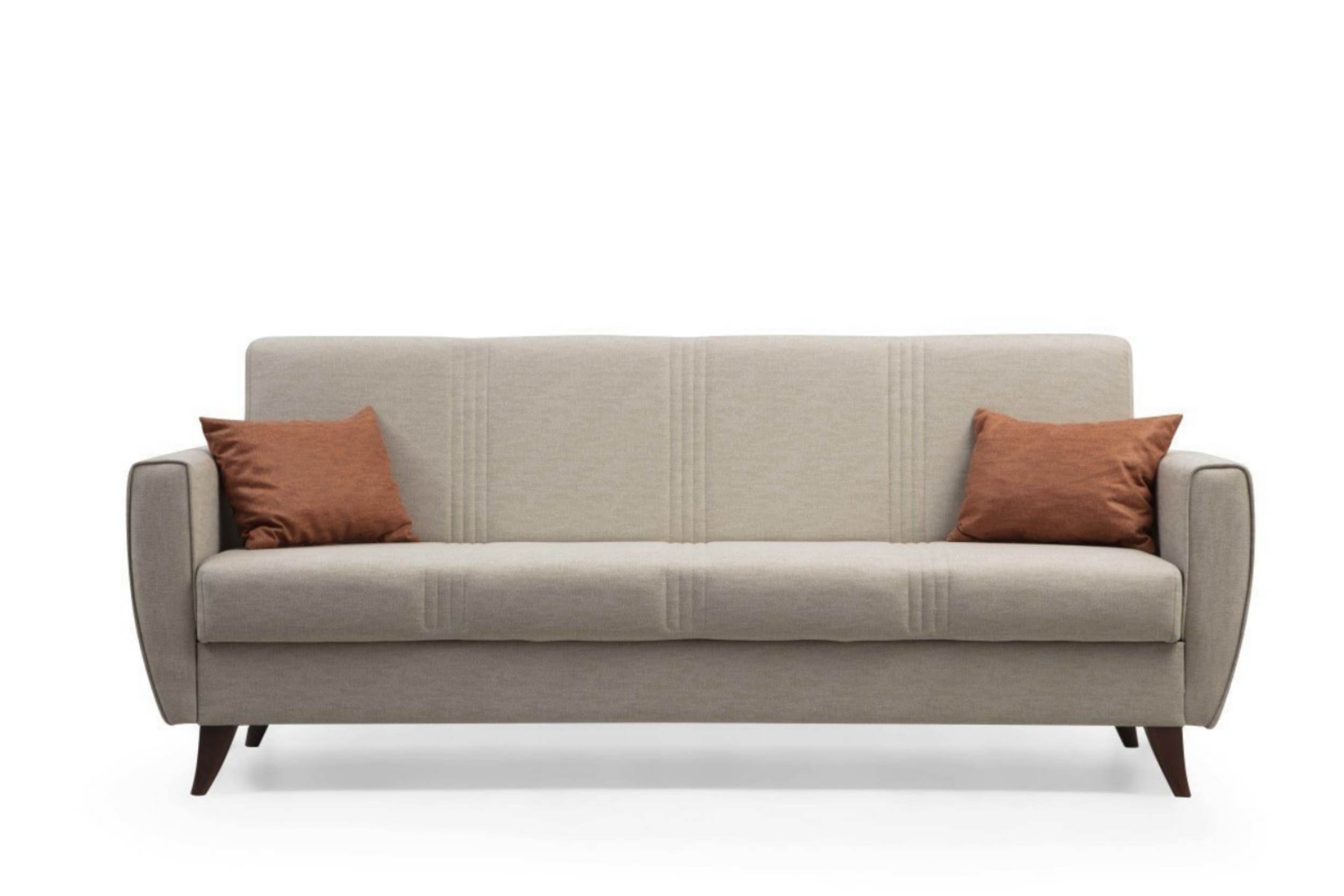 Kanapa trzyosobowa Flanims z podłokietnikami beżowa - zdjęcie 1