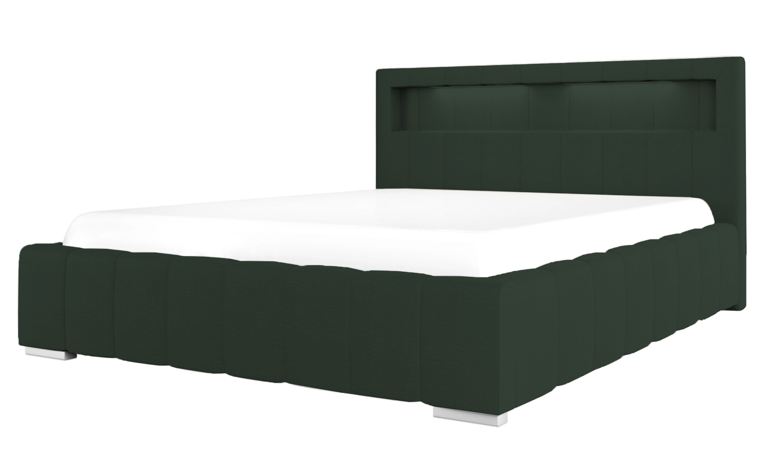 Łóżko tapicerowane Foenum 160x200 ze stelażem metalowym i pojemnikiem ciemnozielone hydrofobowe - zdjęcie 1