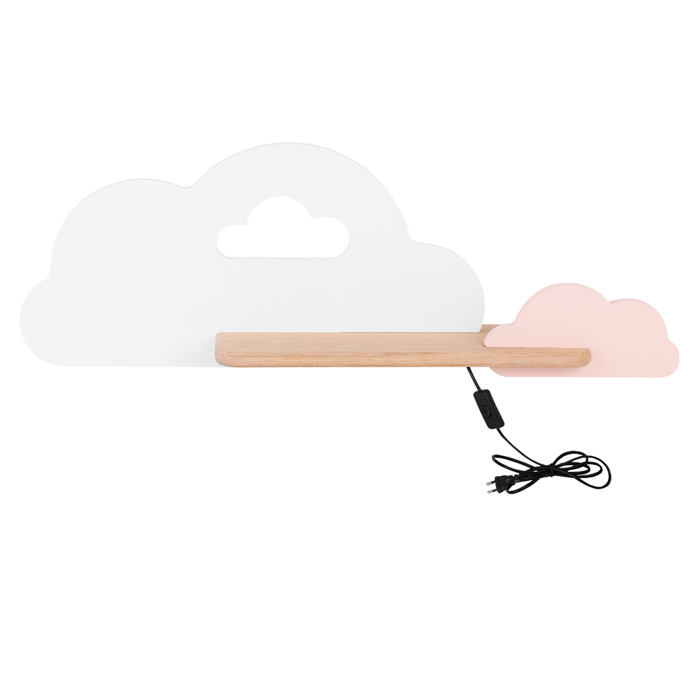 Kinkiet ścienny do pokoju dziecięcego Dreamie chmurka z przewodem biały/różowy - zdjęcie 1