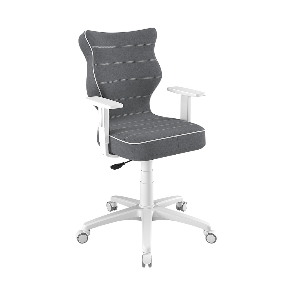 Krzesło biurowe Duo szare w tkaninie trudnopalnej na białej podstawie - zdjęcie 1