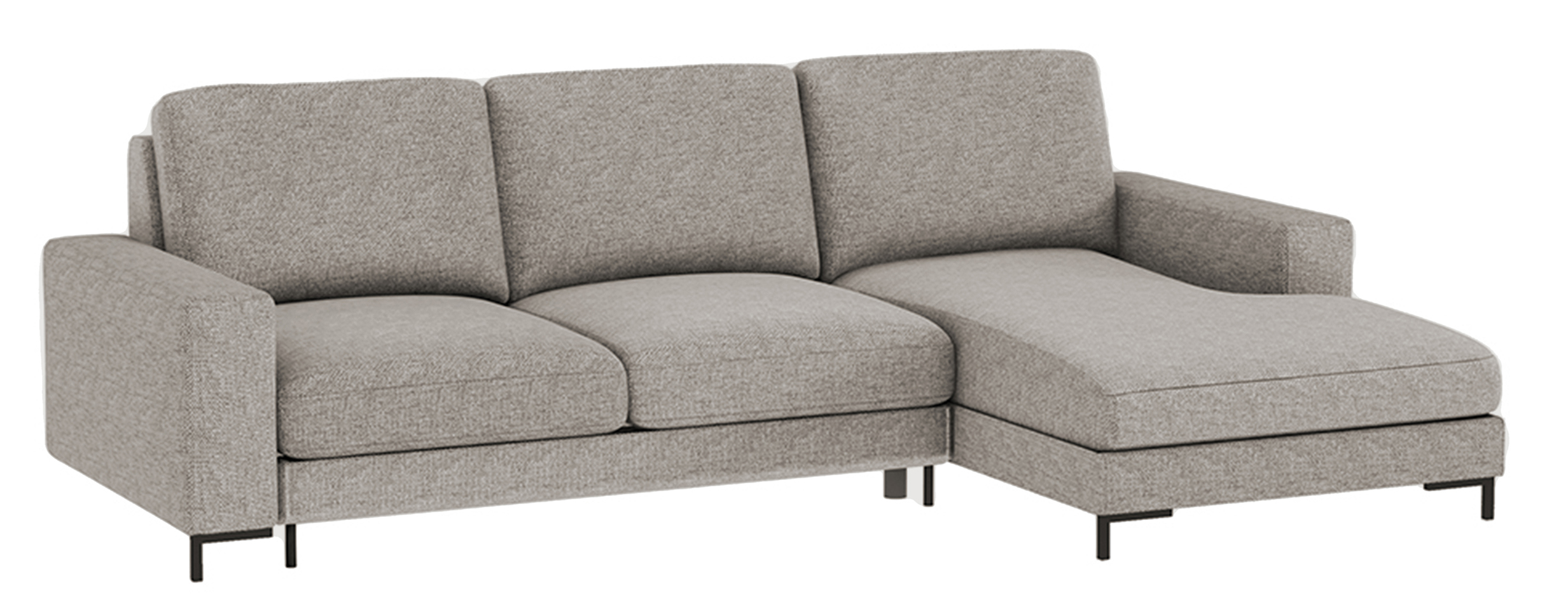 Narożnik z funkcją spania Mokpeo L-kształtny z dwoma pojemnikami na czarnych nóżkach ciemnoszary w tkaninie łatwoczyszczącej prawostronny - zdjęcie 1