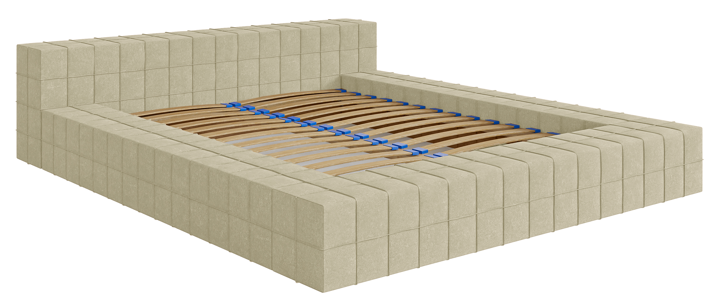 Łóżko tapicerowane 160x200 cm Evori kremowy nubuk hydrofobowy - zdjęcie 1