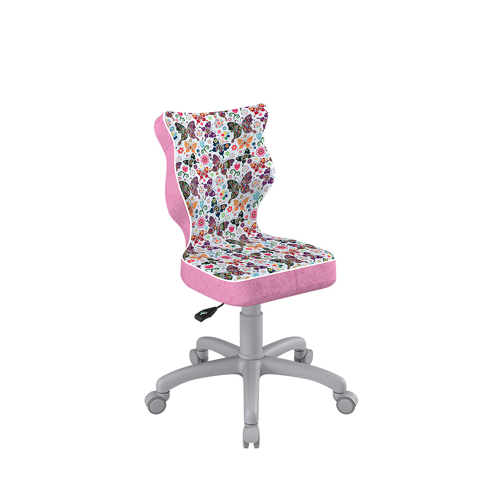 Krzesło biurowe młodzieżowe Petit z motywem motyli na szarej podstawie rozmiar 3 - zdjęcie 1