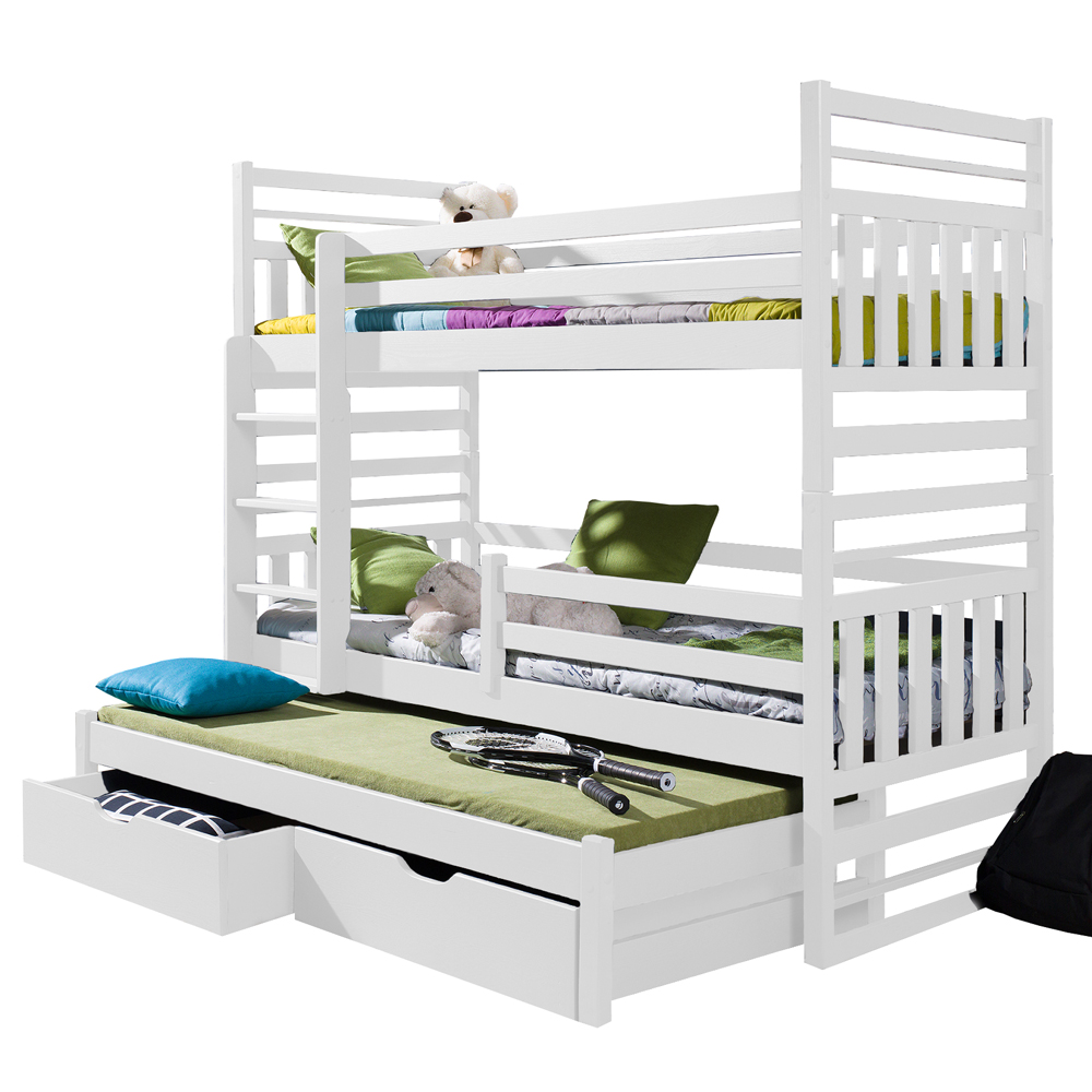 Łóżko piętrowe z trzema posłaniami Celoris dwie szuflady - zdjęcie 1