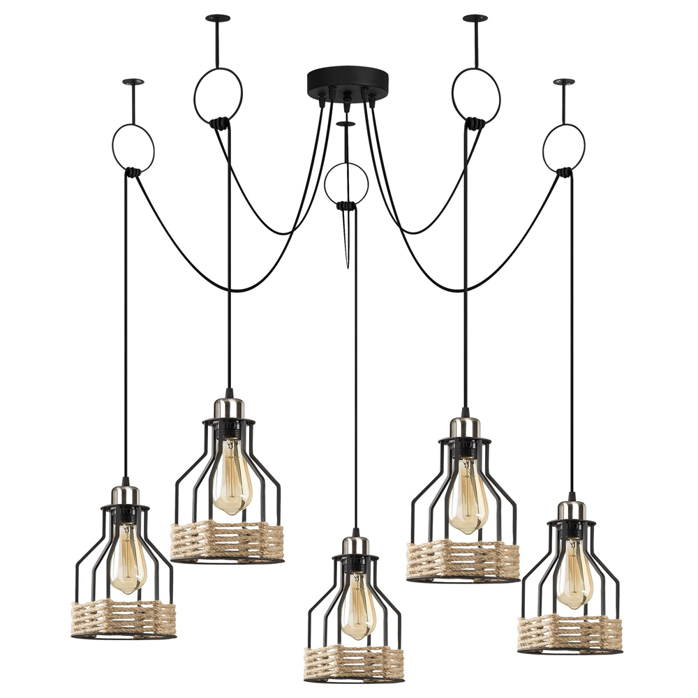 Lampa wisząca Trunica x5 czarna - zdjęcie 1
