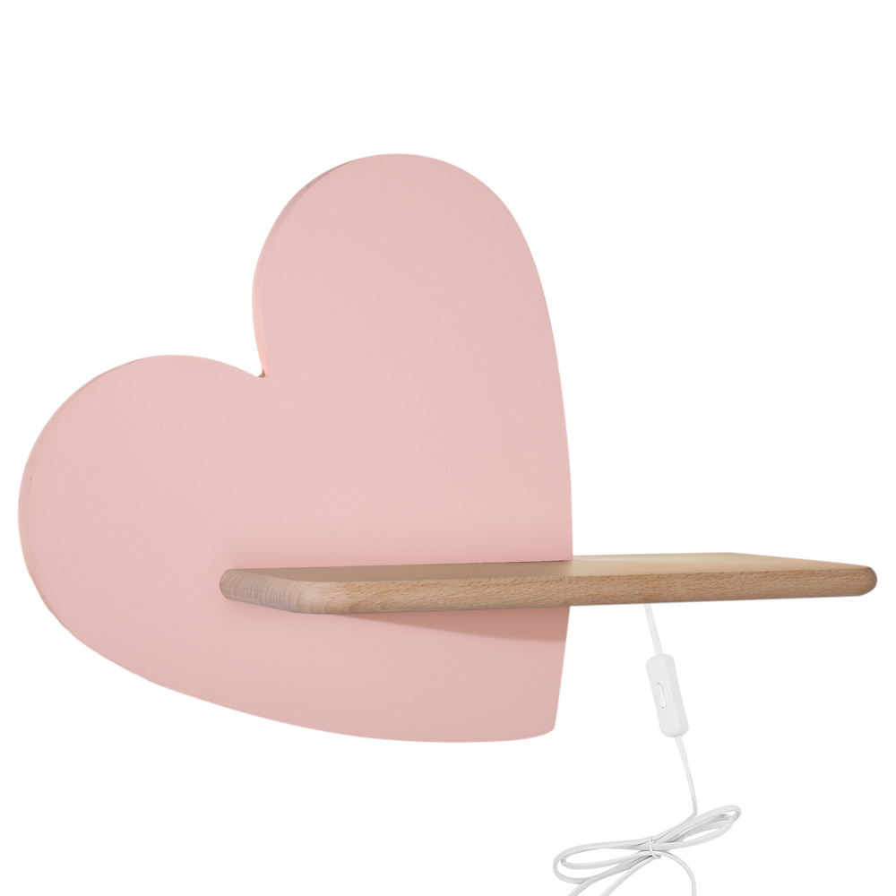 Kinkiet ścienny do pokoju dziecięcego Dreamie serce z przewodem różowy - zdjęcie 1
