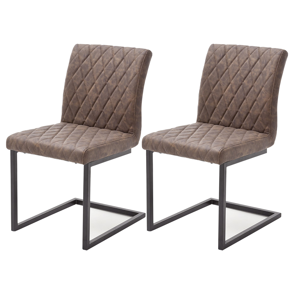 Zestaw dwóch krzeseł tapicerowanych na płozach Anemonia brązowe - zdjęcie 1