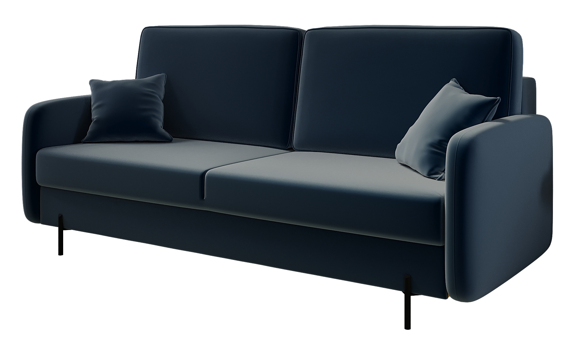 Kanapa rozkładana trzyosobowa Solferina z pojemnikiem granatowa welur - zdjęcie 1