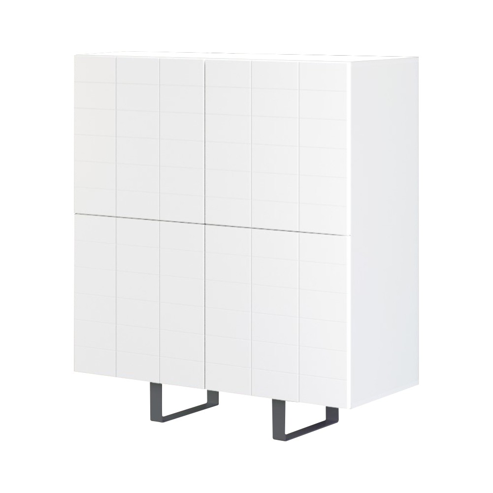 Włoska komoda czterodrzwiowa Antoinettie 110 cm z przetworzonych butelek PET Biała - zdjęcie 1