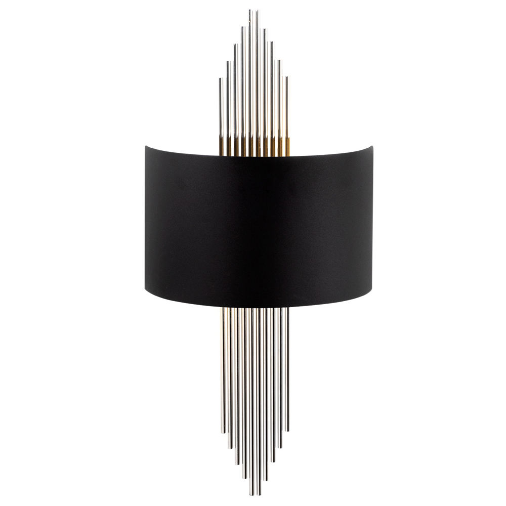 Kinkiet ścienny Laurina zaokrąglony czarno-srebrny - zdjęcie 1