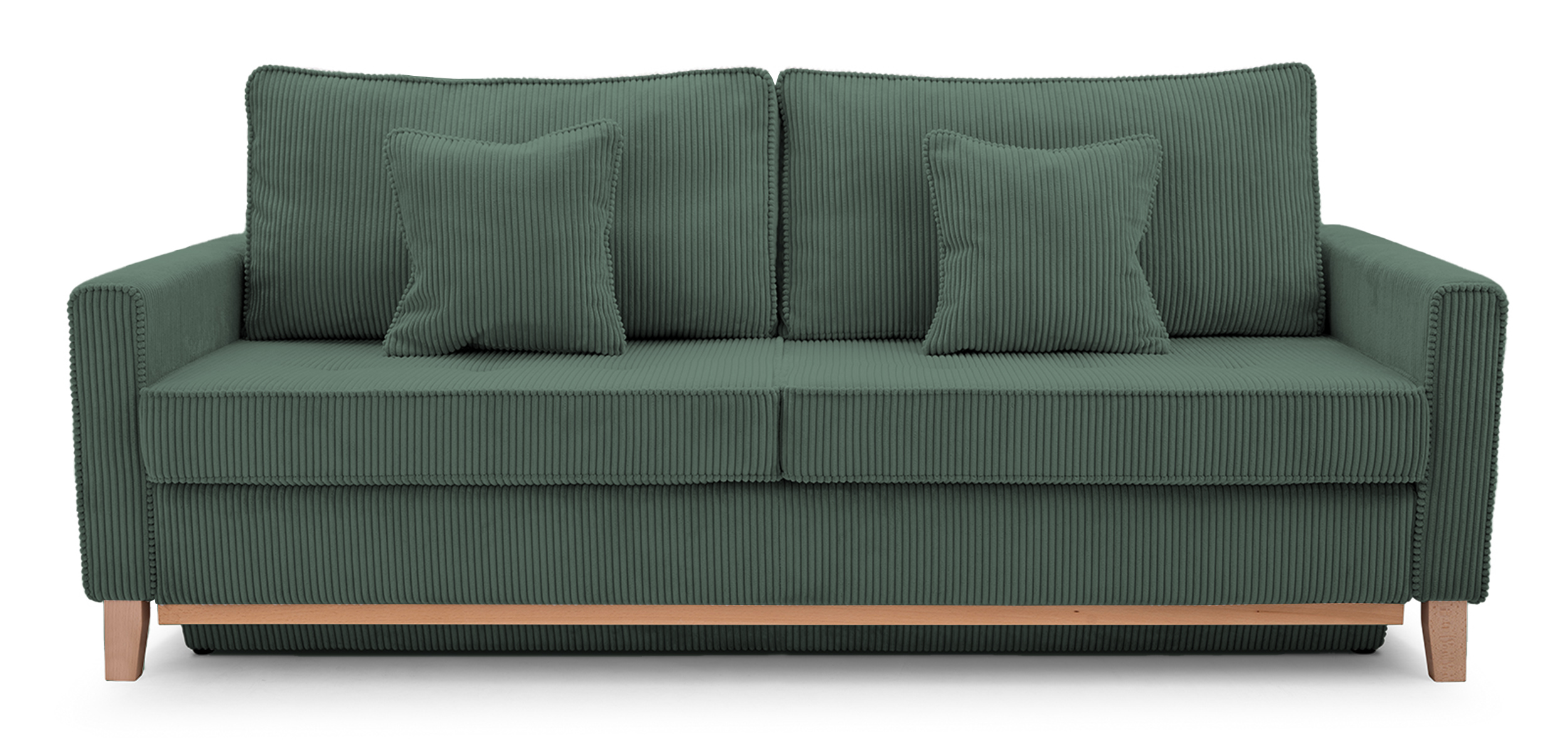 Kanapa rozkładana trzyosobowa Caldiero z pojemnikiem zielona sztruks - zdjęcie 1