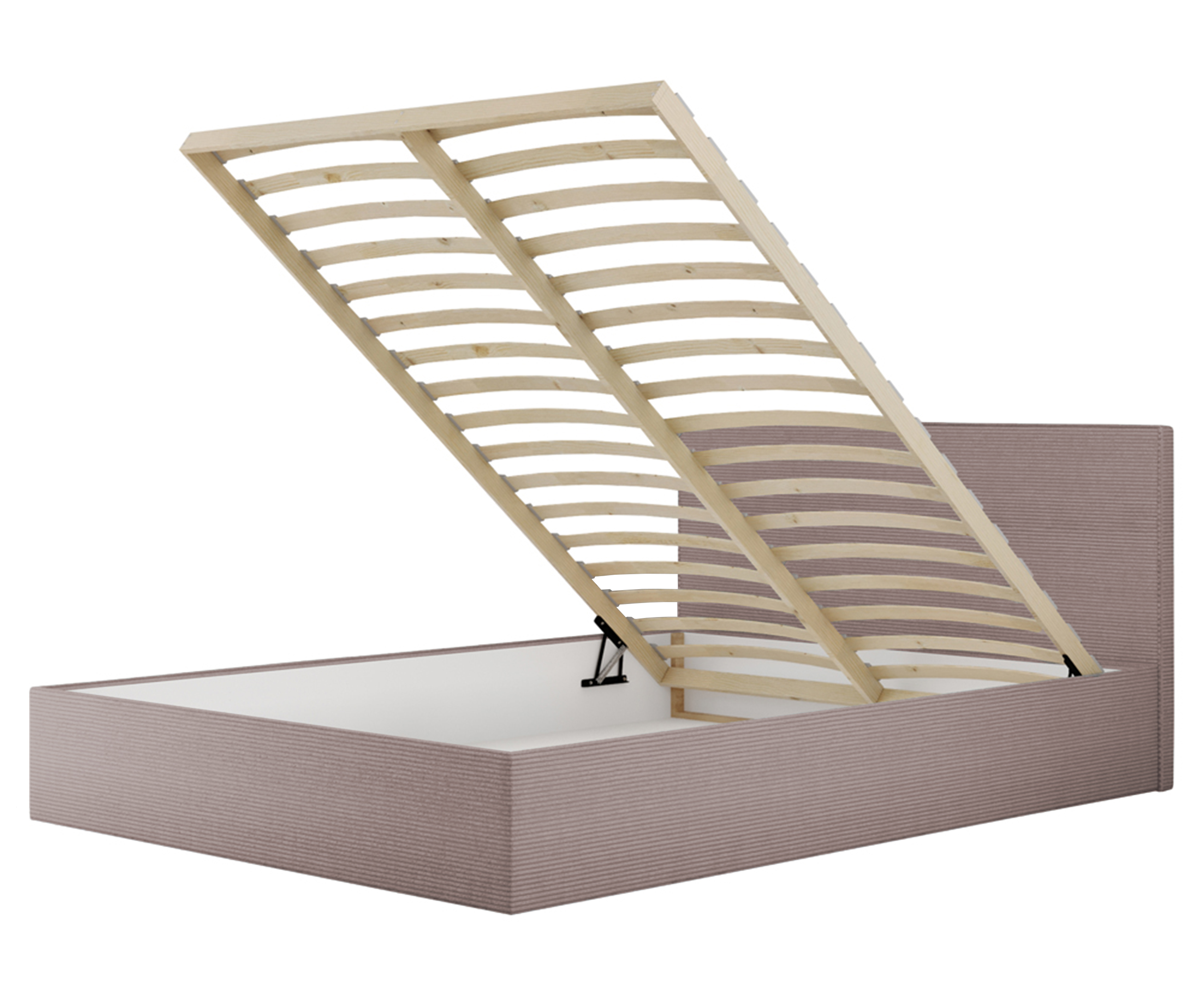 Łóżko tapicerowane 120x200 cm Campile z pojemnikiem różowe sztruks - zdjęcie 1