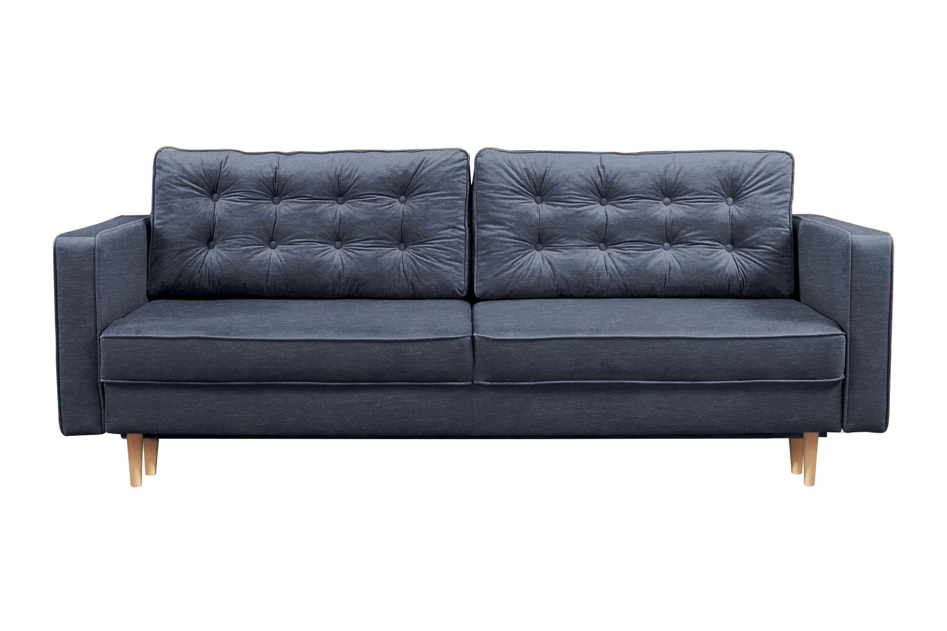 Kanapa rozkładana trzyosobowa Juttic z pojemnikiem granatowa plecionka hydrofobowa - zdjęcie 1