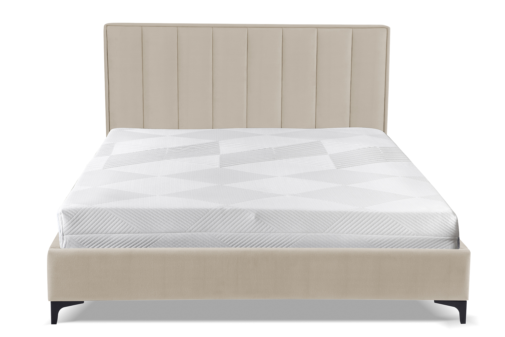 Łóżko tapicerowane 160x200 cm Vergato z pojemnikiem beżowe welur łatwoczyszczący - zdjęcie 1