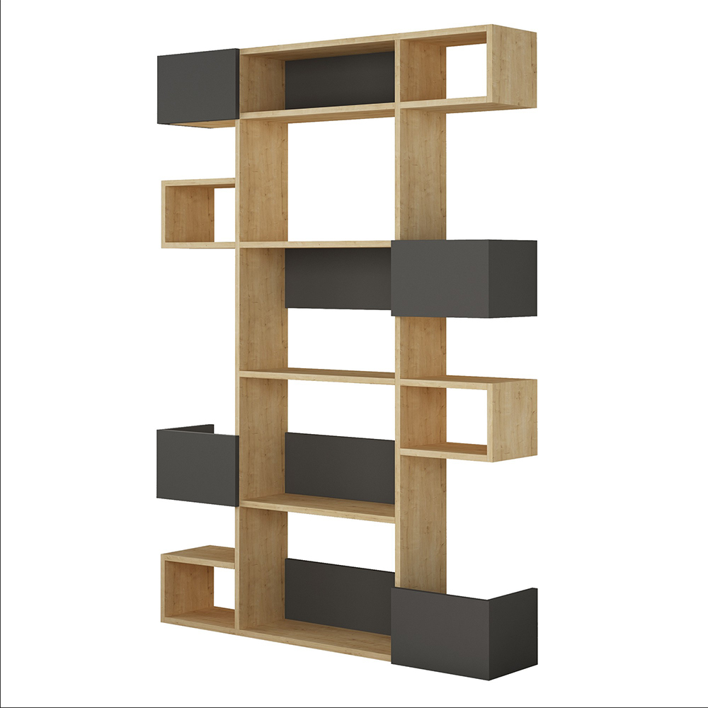 Regał otwarty Makrud antracytowy/dąb - zdjęcie 1